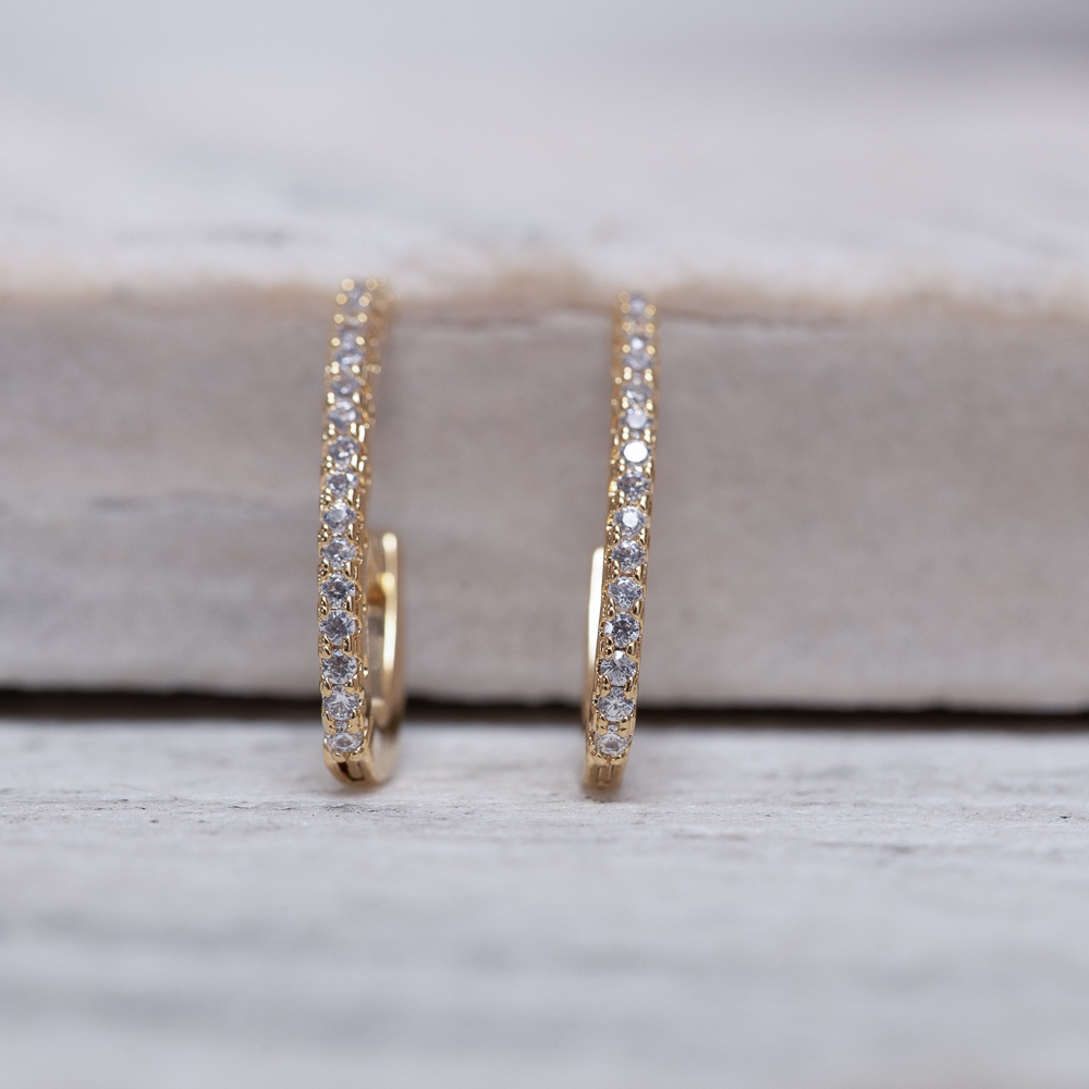 BRINCO ARGOLA EAR CUFF CRAVEJADA BANHO OURO 18K