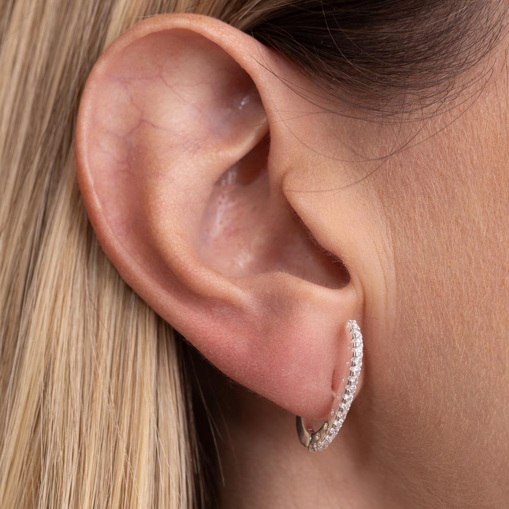 BRINCO ARGOLA EAR CUFF CRAVEJADA BANHO PRATA