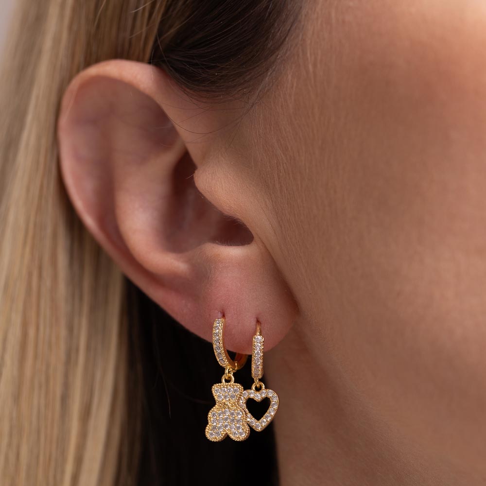 BRINCO ARGOLINHA PINGENTE URSINHO BANHO OURO 18K