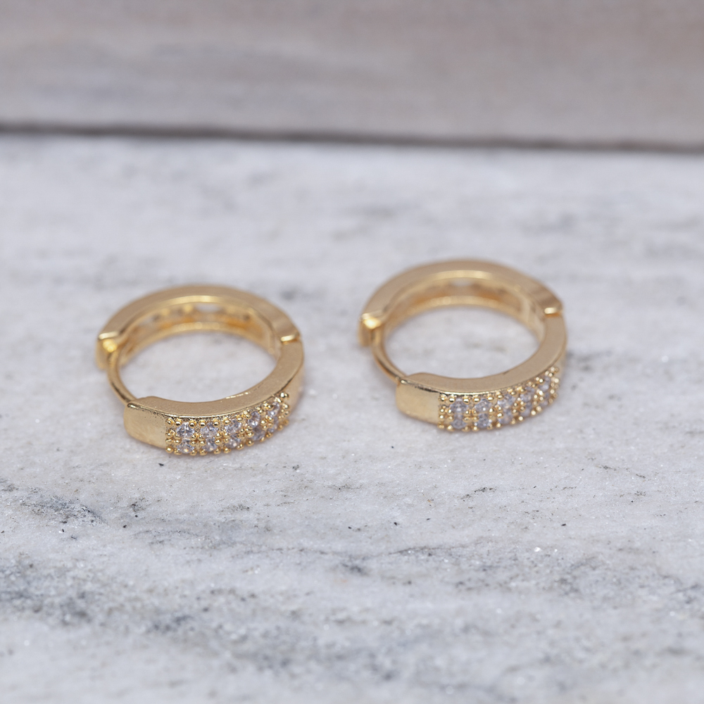 BRINCO ARGOLA FILEIRA DUPLA BANHO OURO 18K