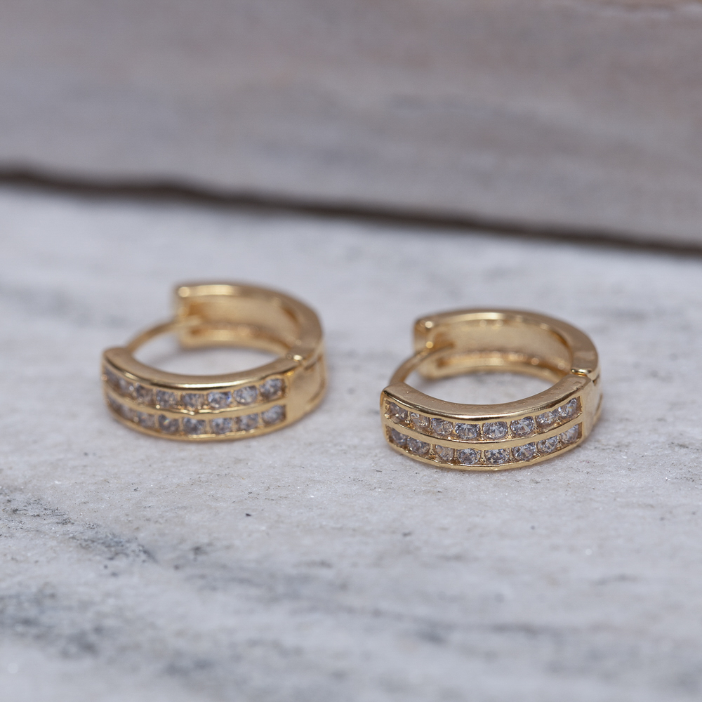 BRINCO ARGOLA M FILEIRA DUPLA BANHO OURO 18K