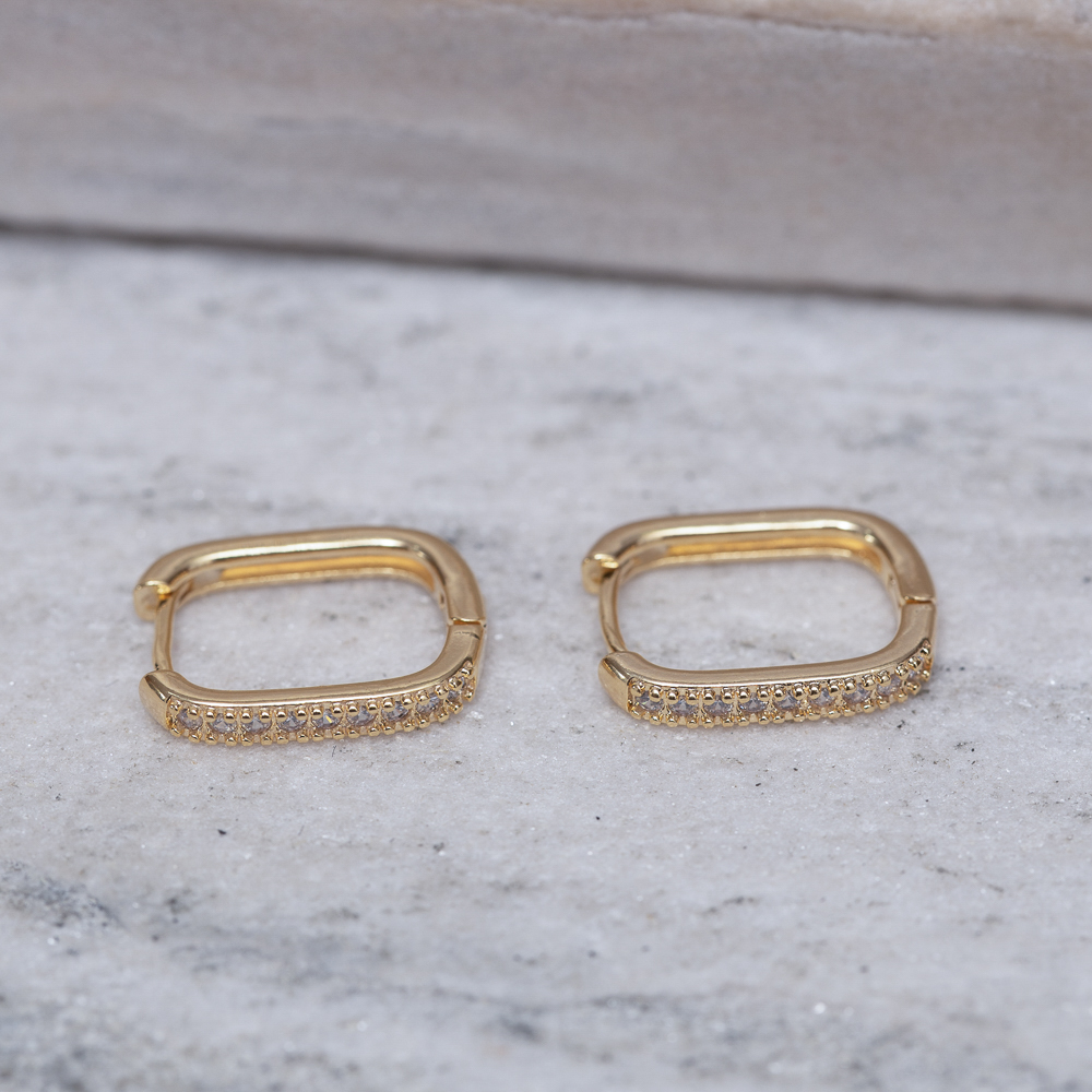BRINCO ARGOLA OVAL CRAVEJADA P BANHO OURO 18K