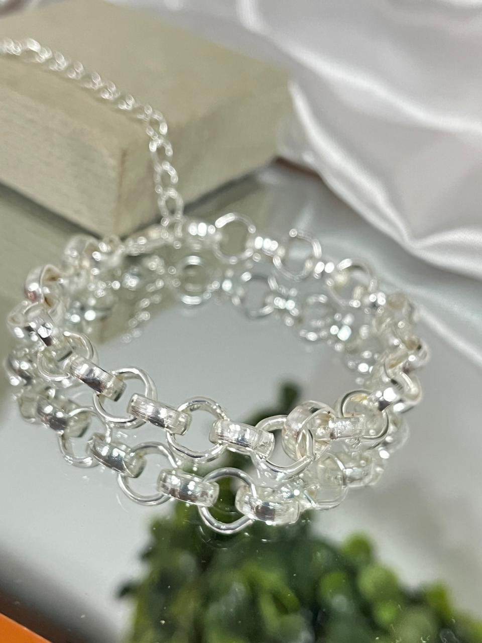 Pulseira Prata elo português 8mm