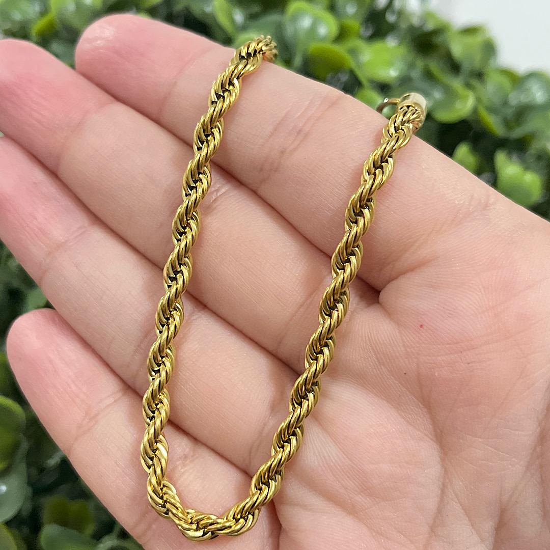 Pulseira cordão baiano em aço dourado