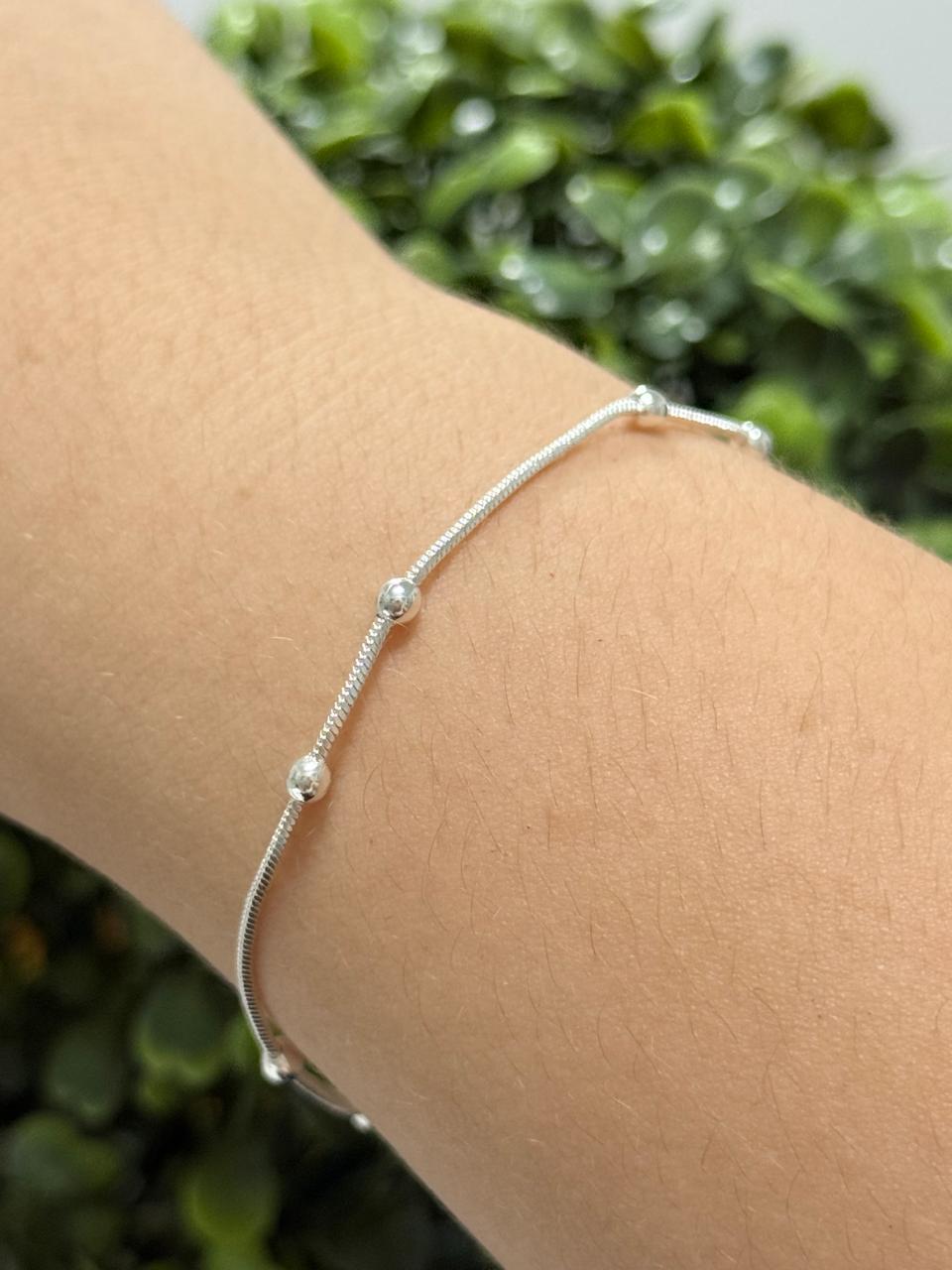 Pulseira rabo de rato com esfera