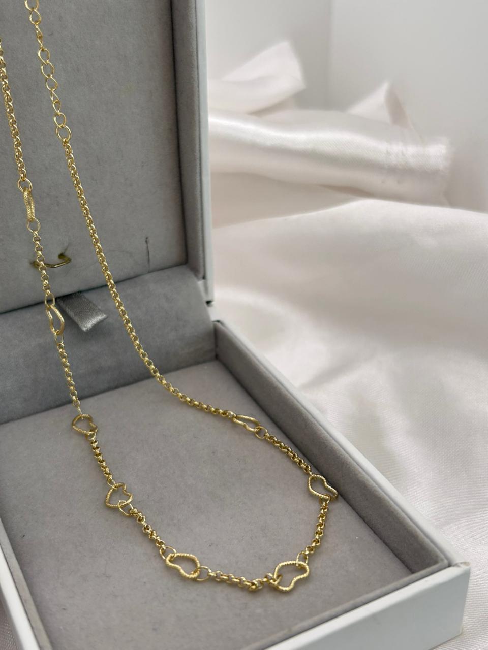 Colar elo português coração vazado