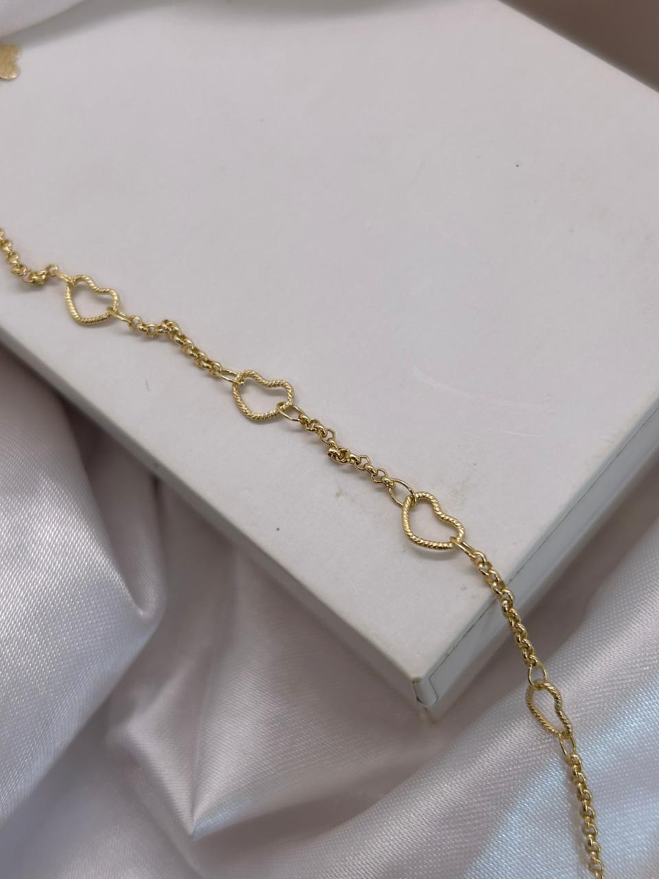 Colar elo português coração vazado