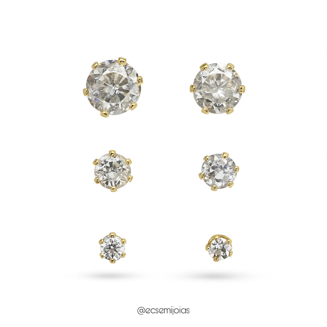 Brinco ponto de luz 4mm (M) - banhado a ouro 18k