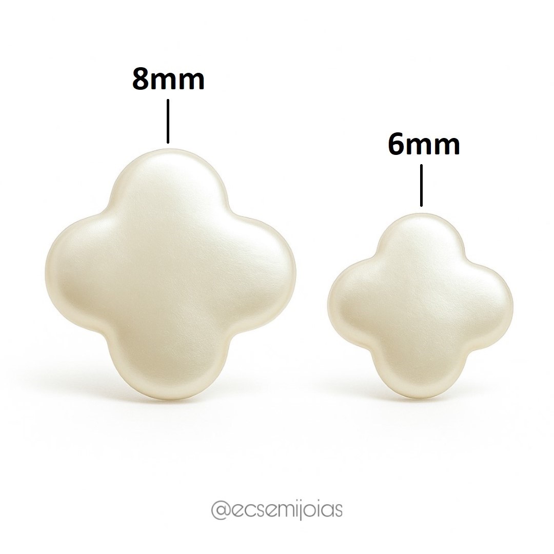 Brinco de trevo de pérola resinada (M) - 8mm - banhado a ouro 18k