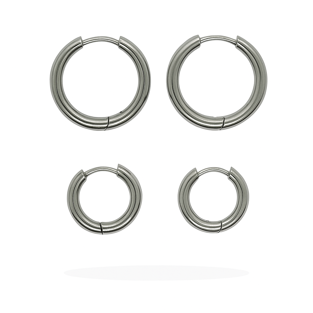 Argola lisa de 1,5cm diâmetro com 2,5mm de espessura (P) - aço inoxidável