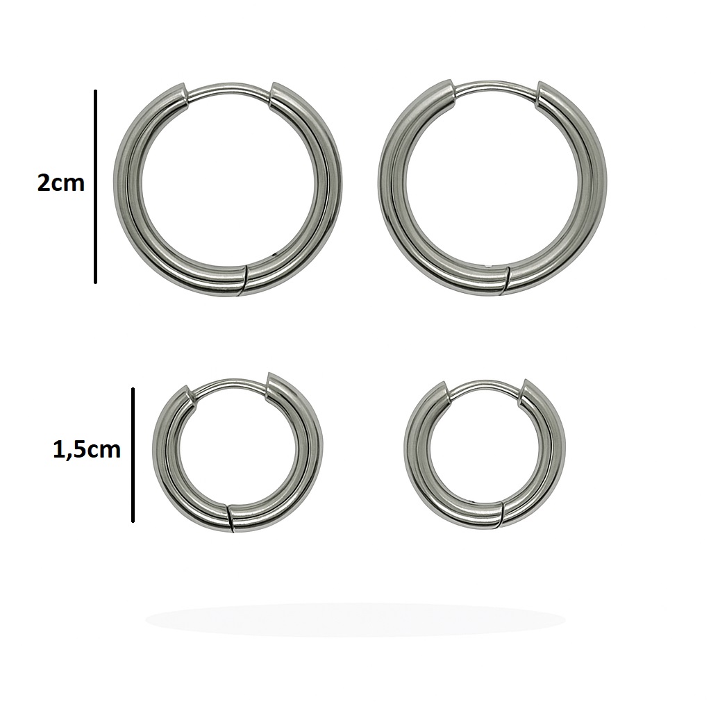 Argola lisa de 1,5cm diâmetro com 2,5mm de espessura (P) - aço inoxidável