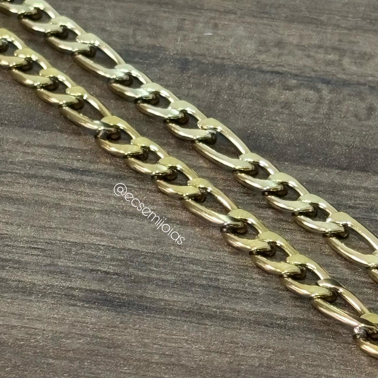 Colar masculino 3x1 de 4mm - 60cm - aço dourado