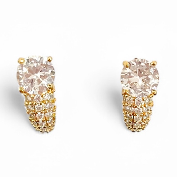 BRINCO ARGOLA PEDRA ZIRCONIA CRISTAL