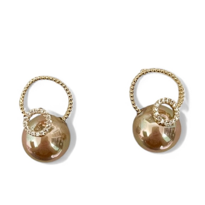 BRINCO PEROLA DOURADA ZIRCONIA CRISTAL