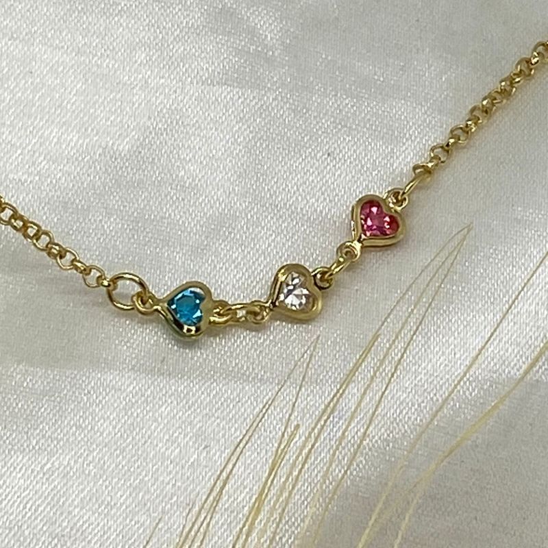 COLAR 3 CORAÇÕES COLORIDO