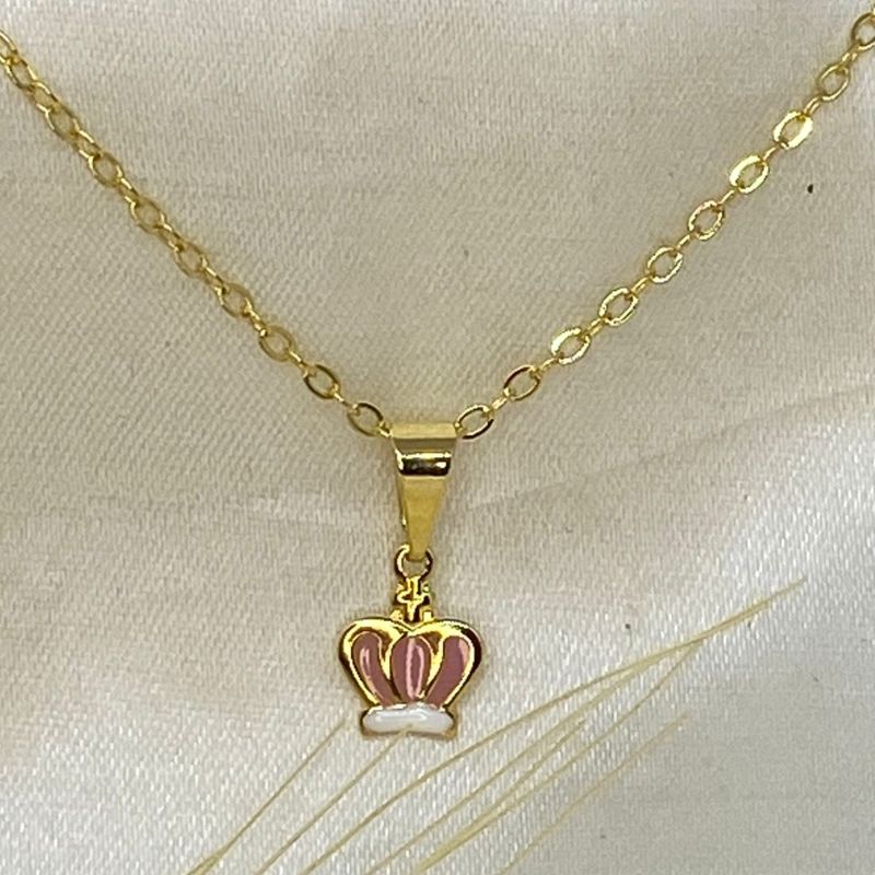 COLAR INFANTIL COROA ROSA RESINA