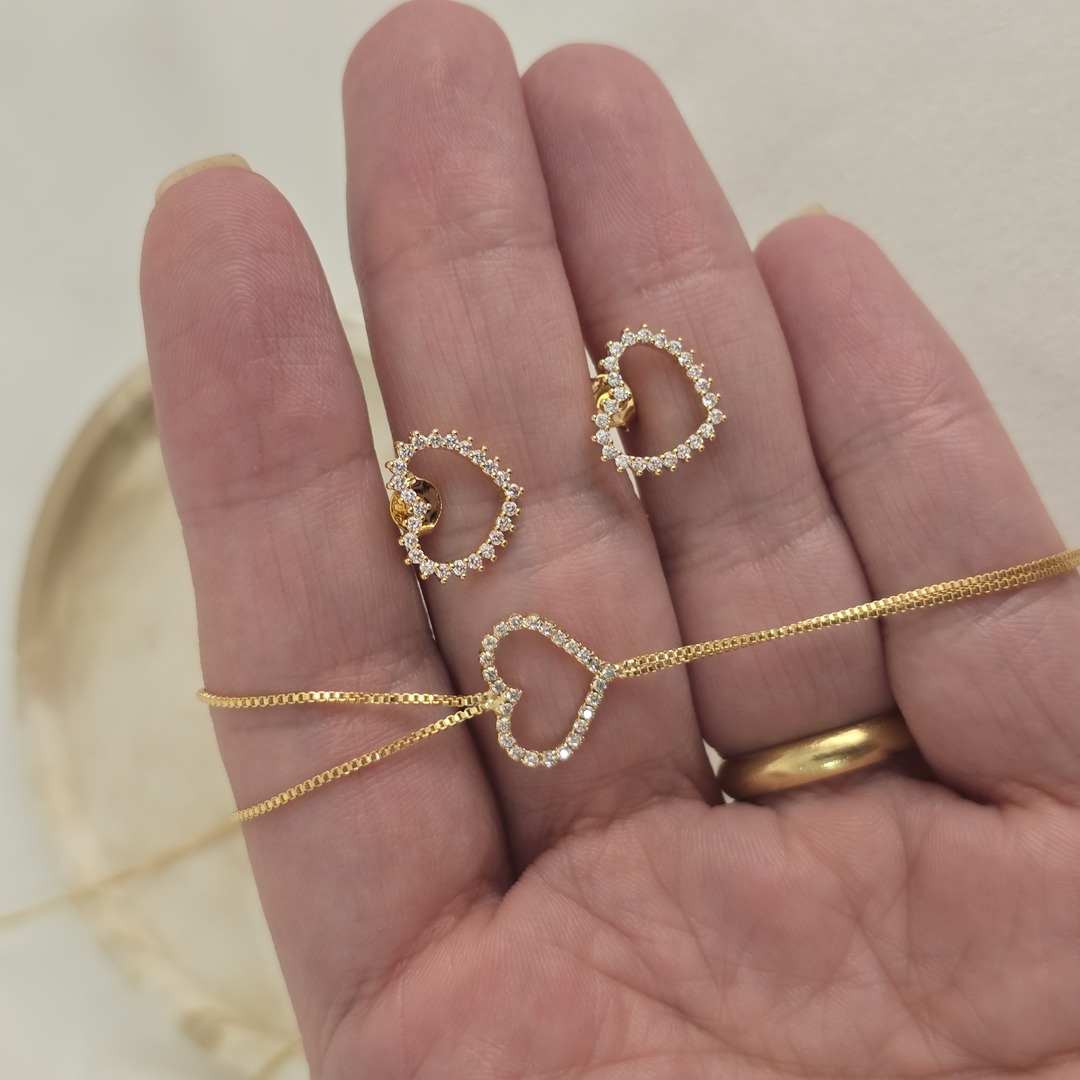 Conjunto Coracao Zirconia