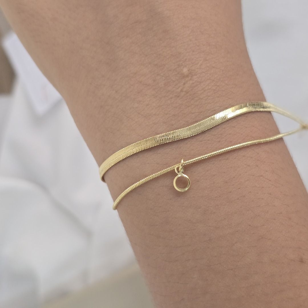 Pulseira Dupla Fita Com Pingente Zircônia