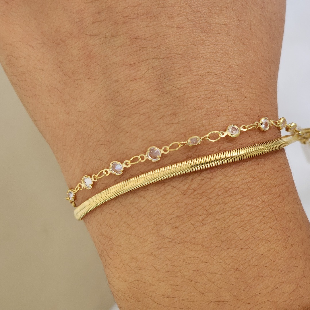 Pulseira Maleável Dupla Zricônia