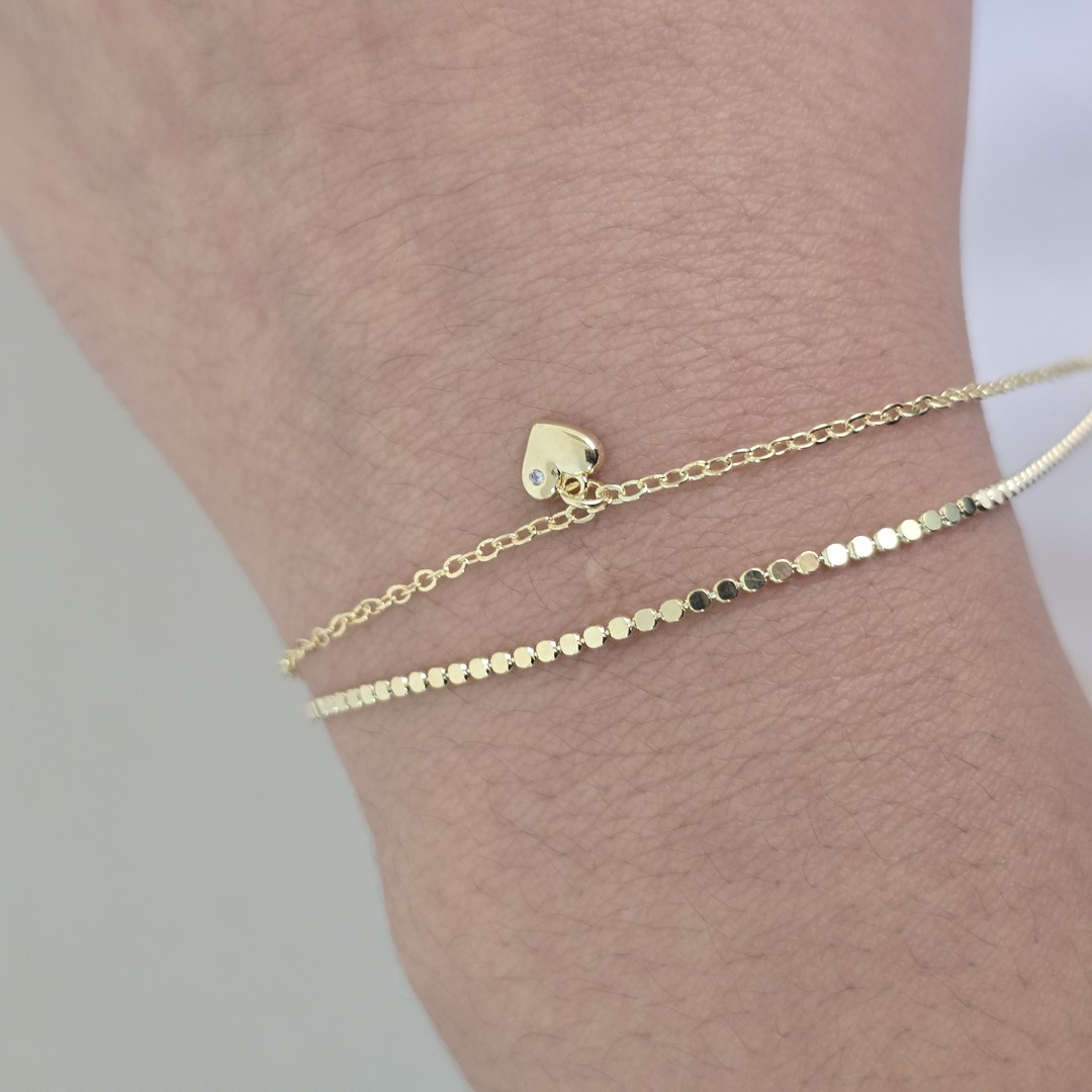 Pulseira Delicada Chapinha e Coração