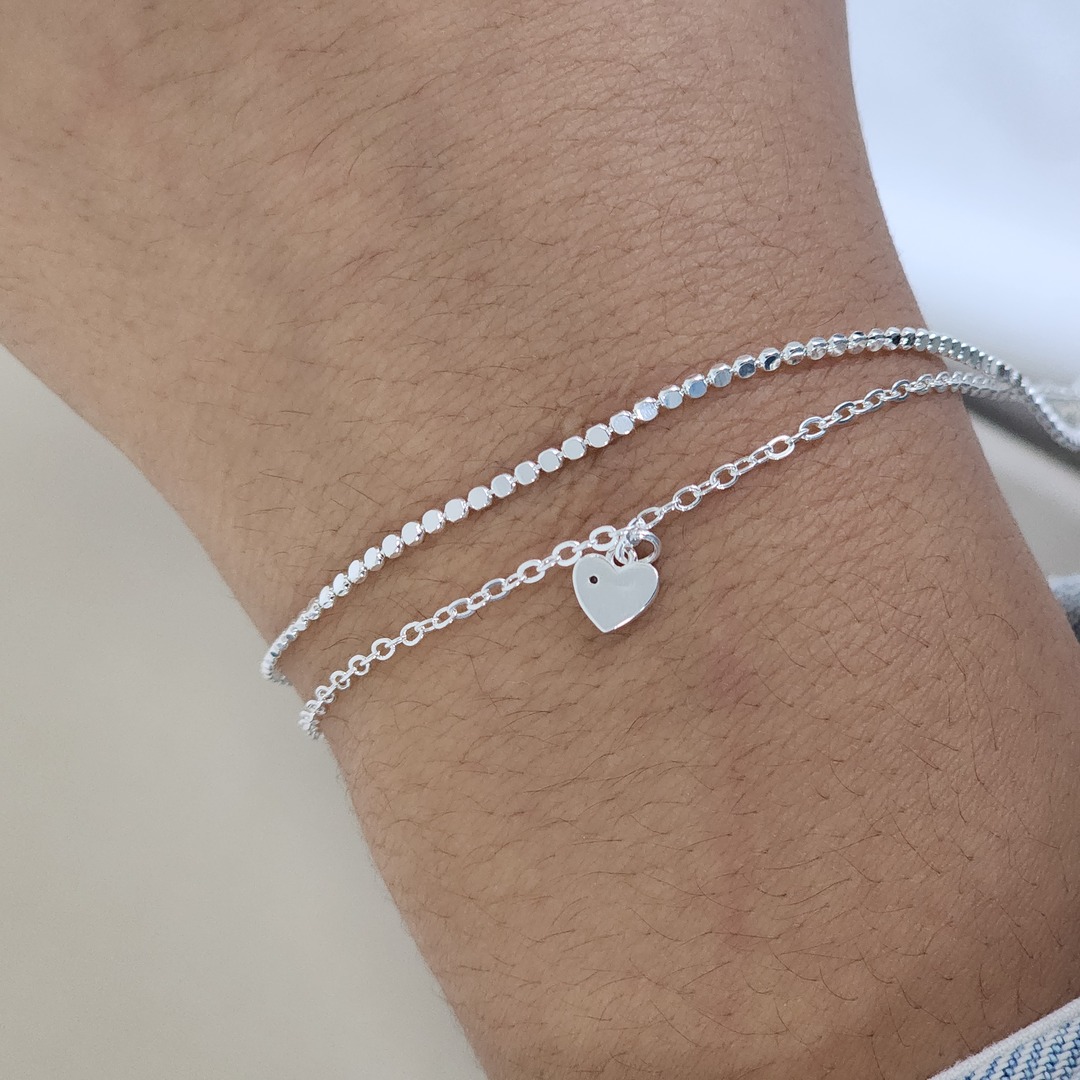 Pulseira Delicada Chapinha e Coração