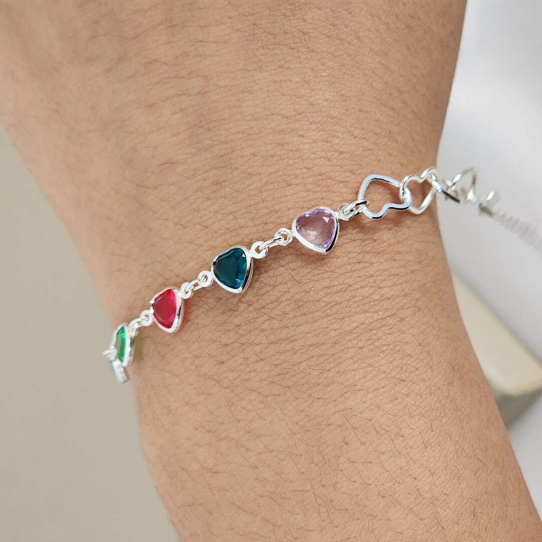 Pulseira Delicada Corações Coloridos