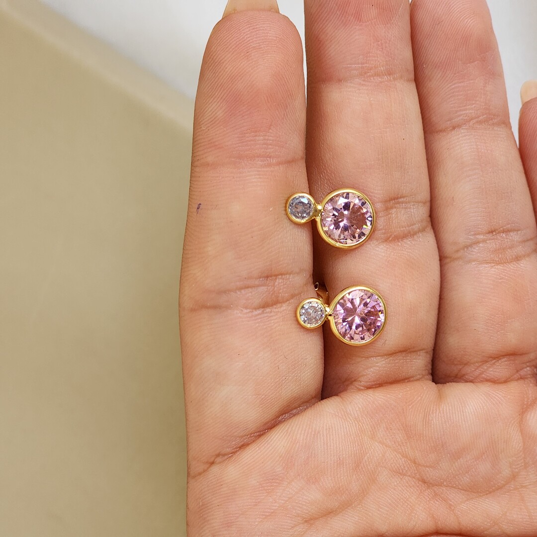 Brinco Delicado Zircônia - Rosa