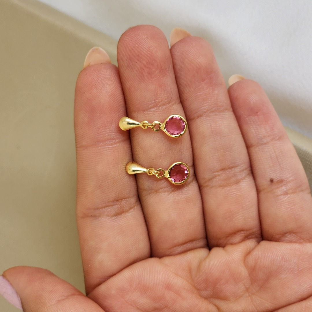 Brinco Delicado Zircônia - Rosa