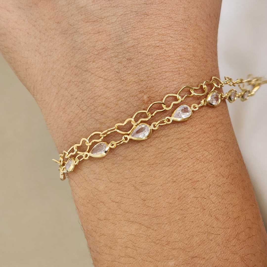 Pulseira Dupla Gota Zircônia