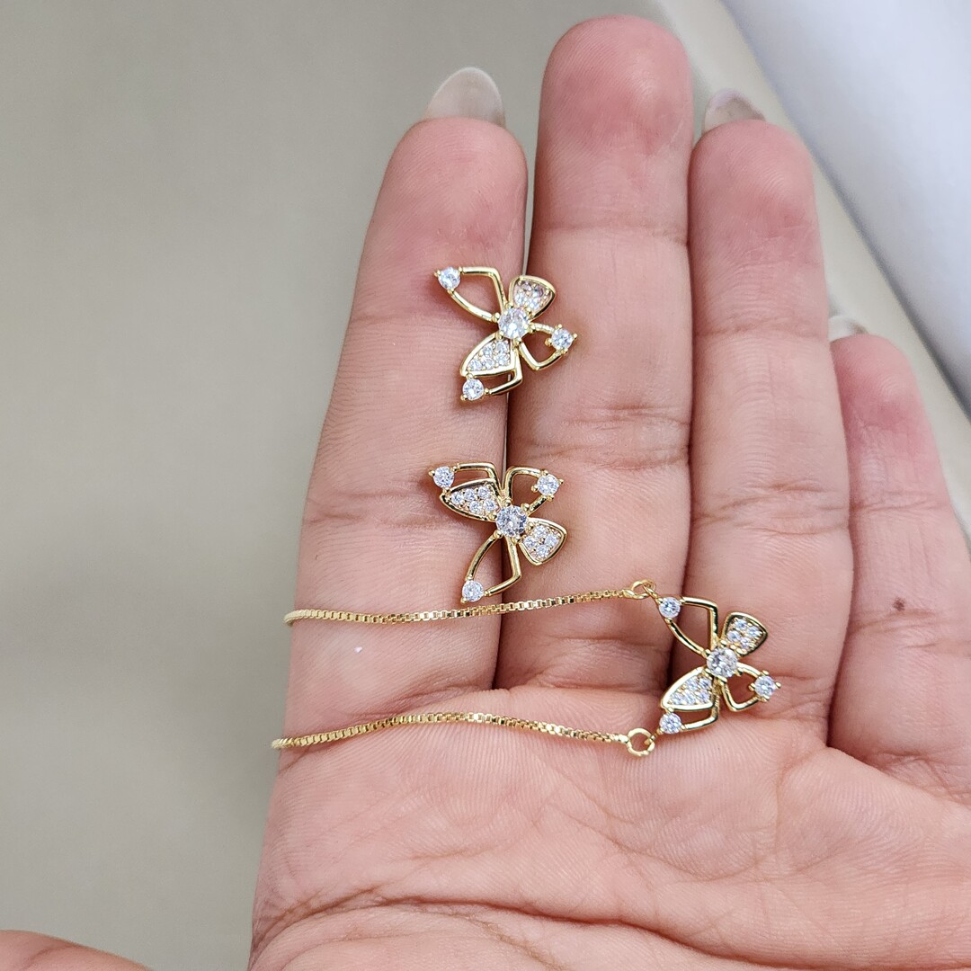 Conjunto Borboleta Zircônia