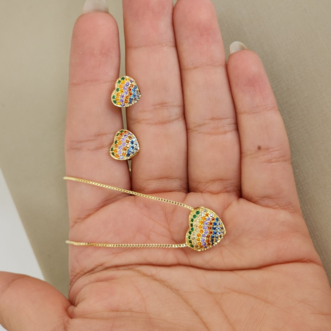 Conjunto Delicado Coração Zircônia