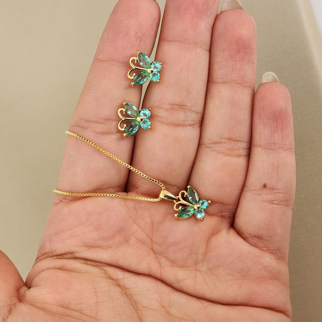 Conjunto Delicado Borboleta Zircônia