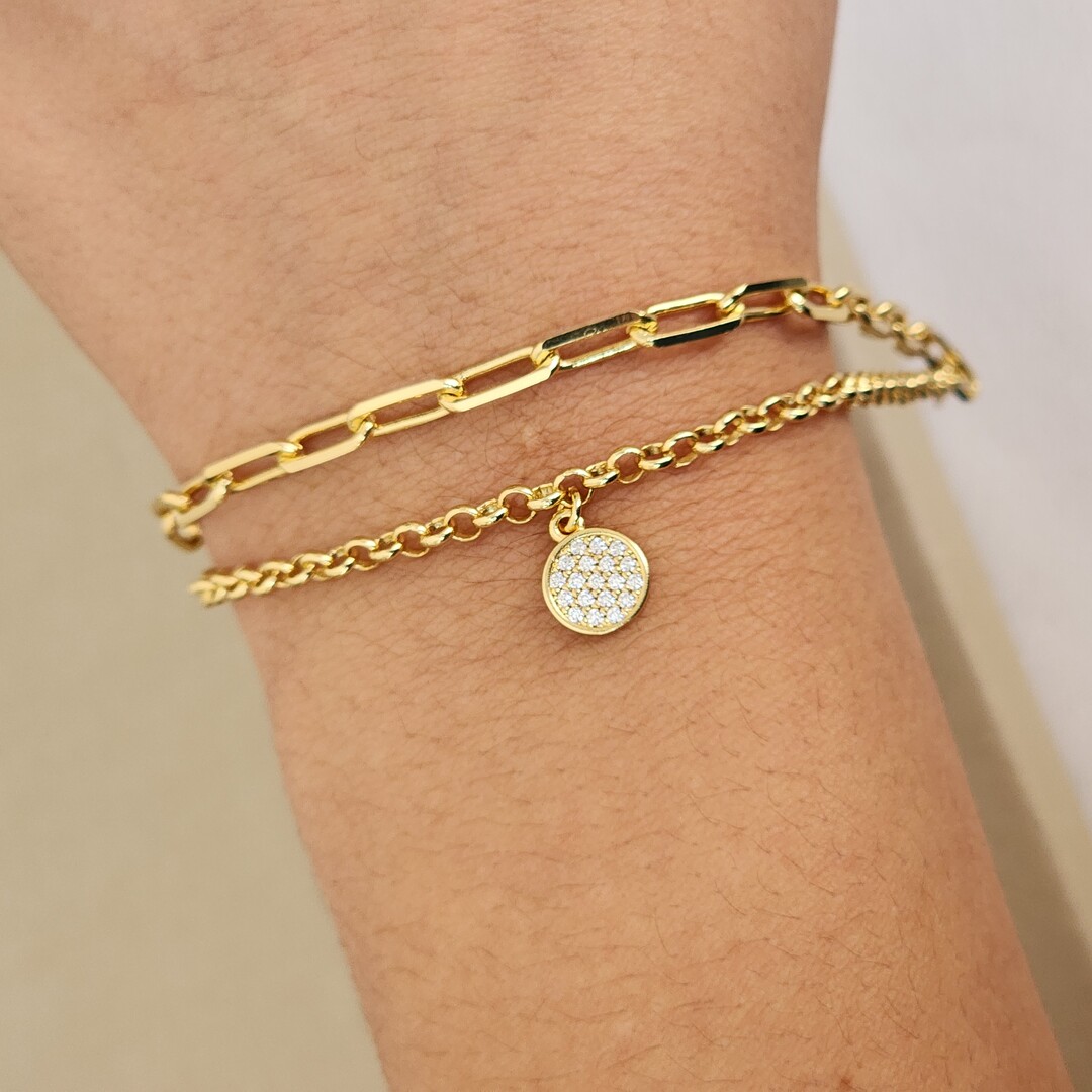 Pulseira Dupla Lisa e Zircônia