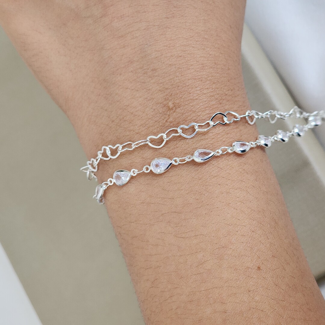 Pulseira Dupla Gota Zircônia