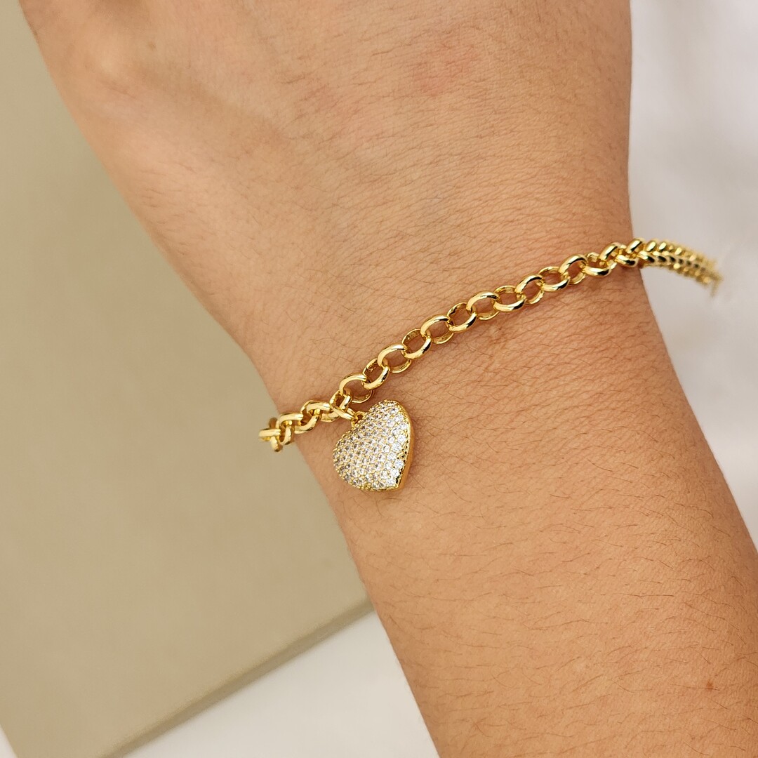 Pulseira Delicada Coração Zirconia