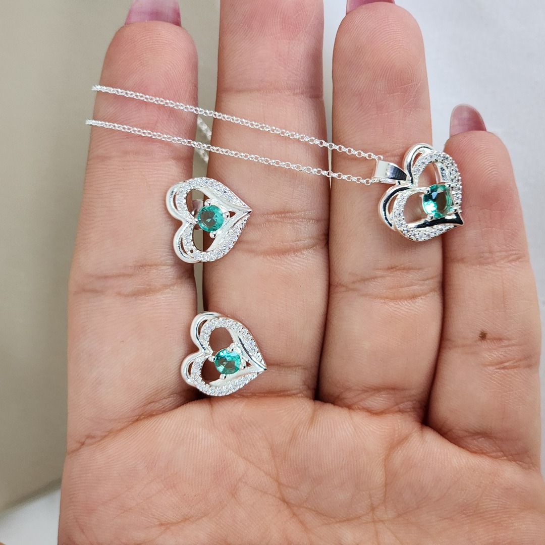 Conjunto Delicado Coração Zircônia