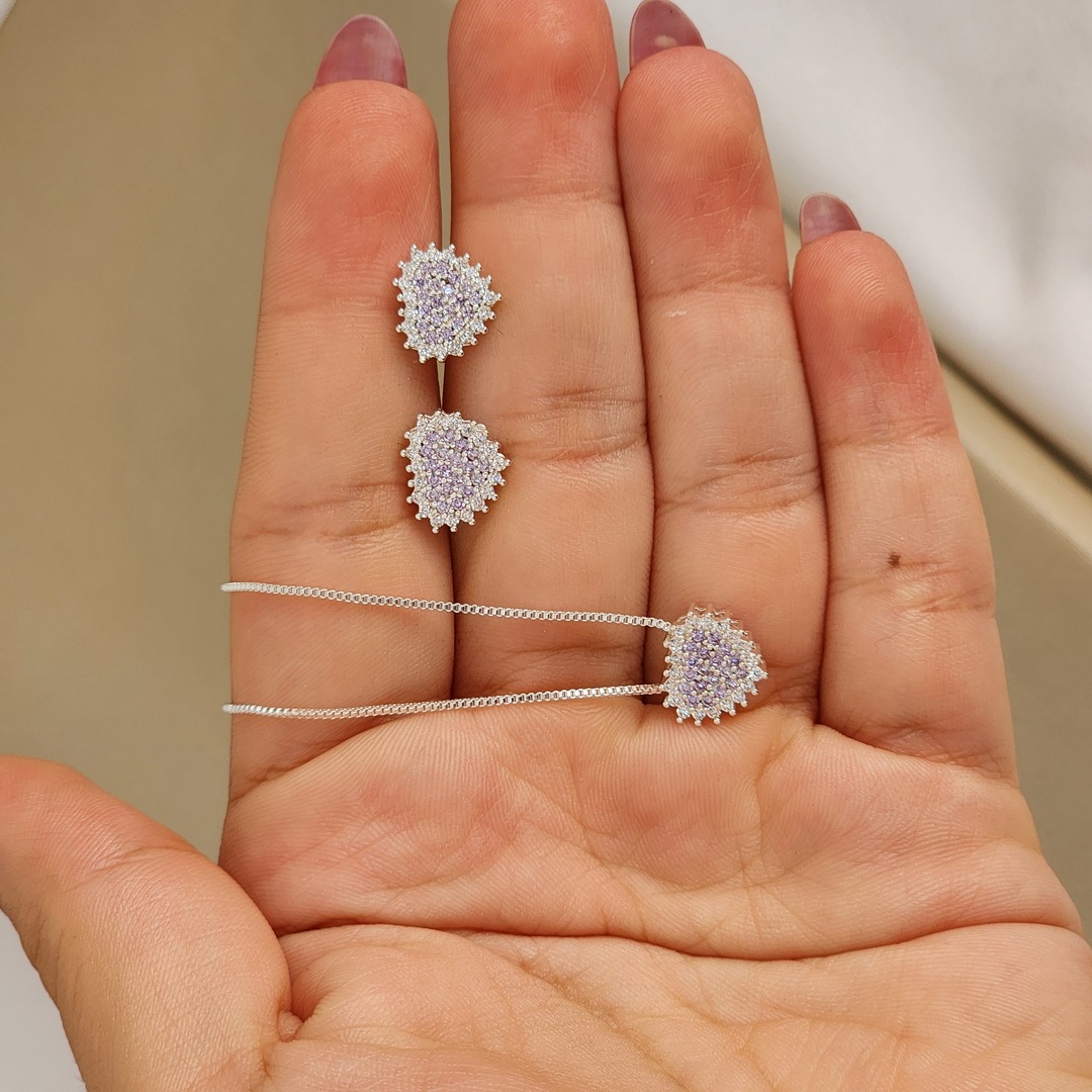 Conjunto Delicado Coração Zircônia