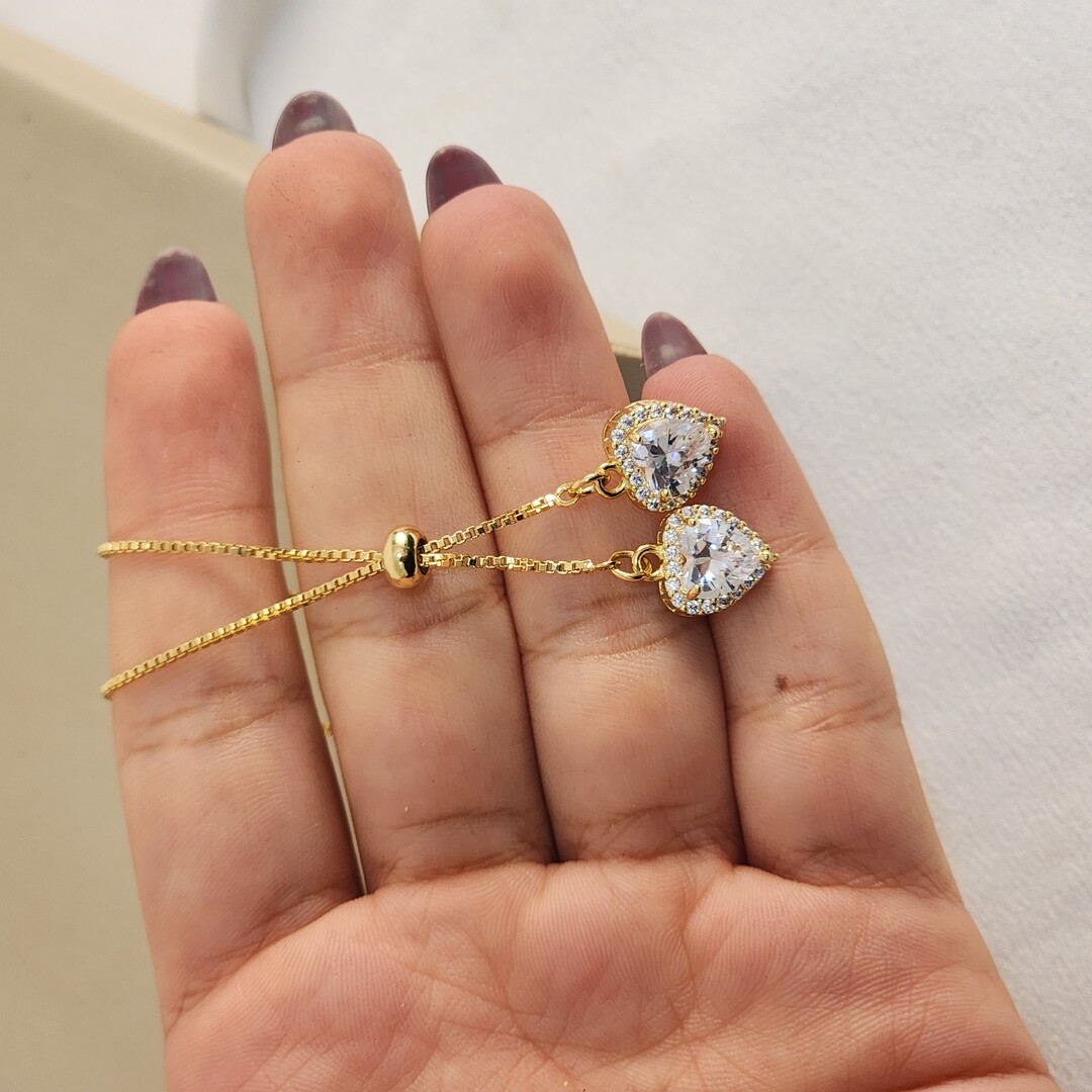 Colar Gravatinha Coração Zircônia