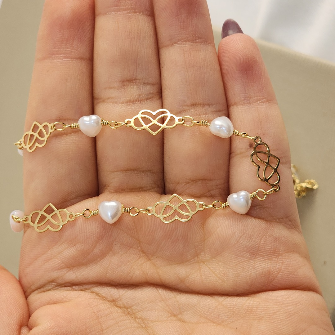 Colar Choker Perolas e Coração