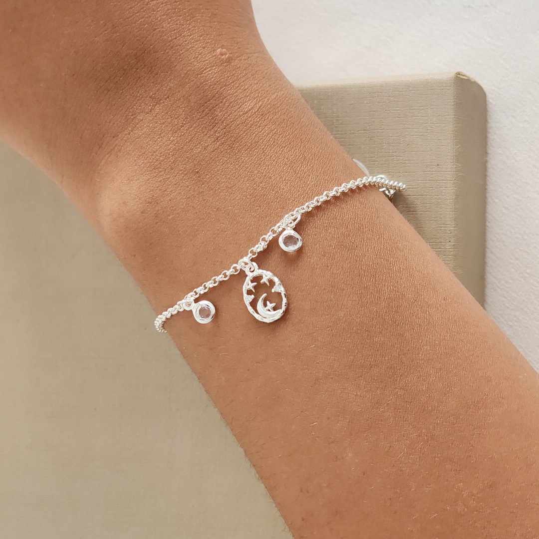 Pulseira Lua e Estrela Zircônia