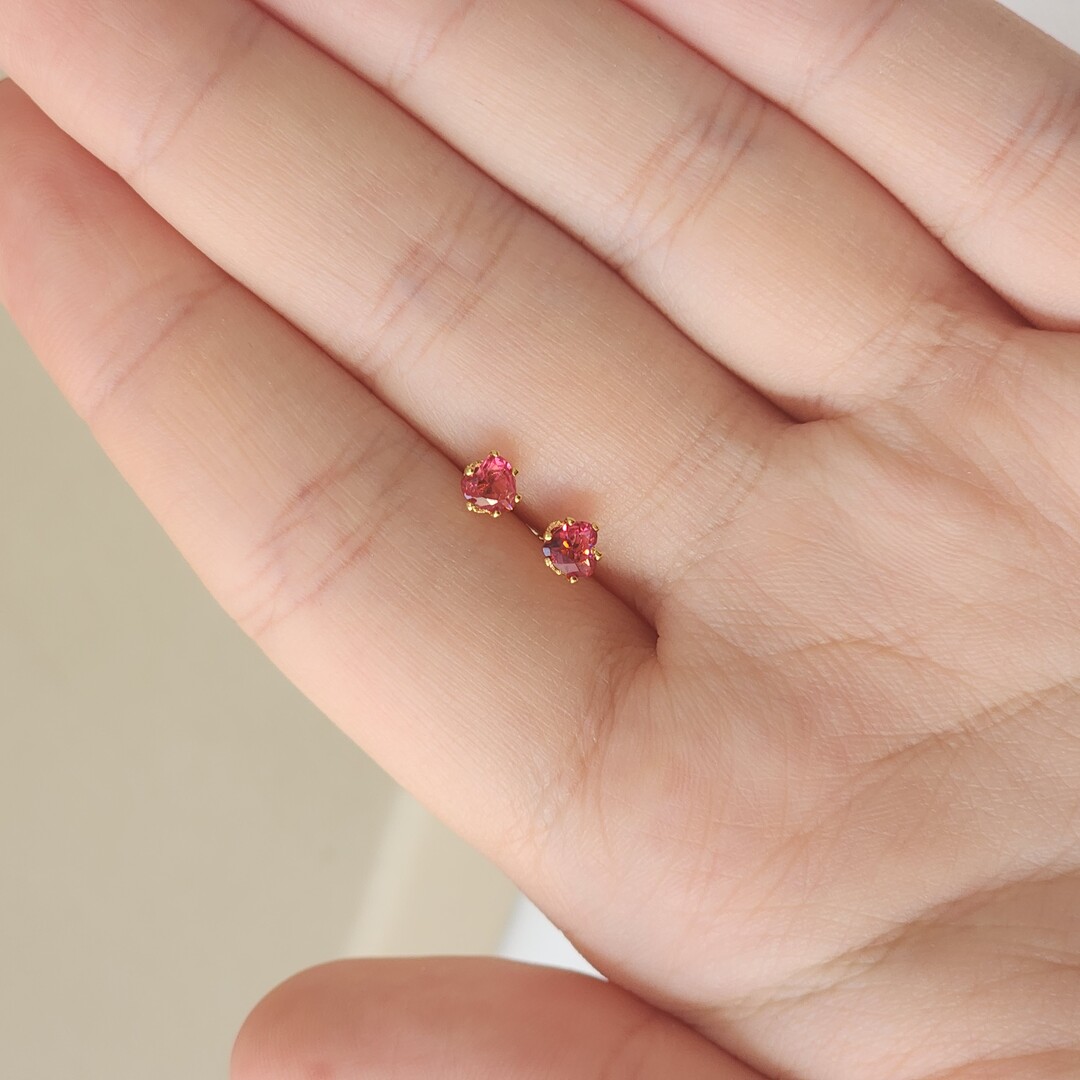 Brinco Infantil Coração Zirconia