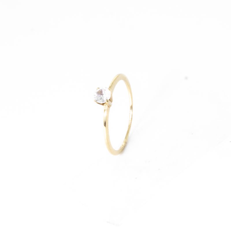 ANEL SOLITÁRIO COM UMA ZIRCÔNIA  OURO 18K