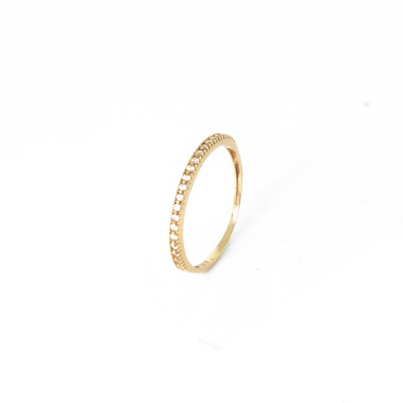 ANEL APARADOR SIMPLES CRAVEJADO OURO 18K