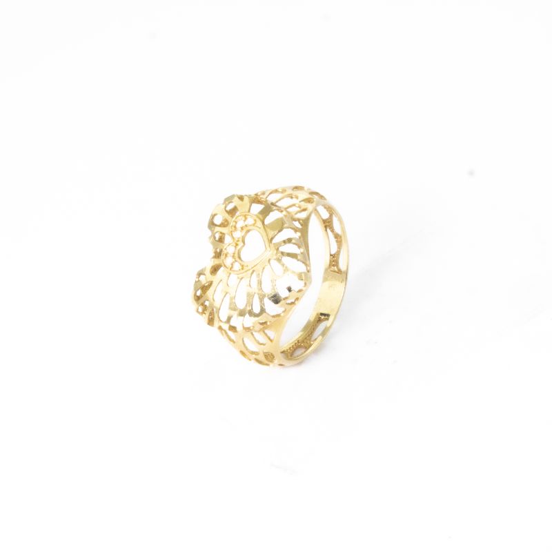 ANEL CORAÇÃO TRABALHADO OURO 18K