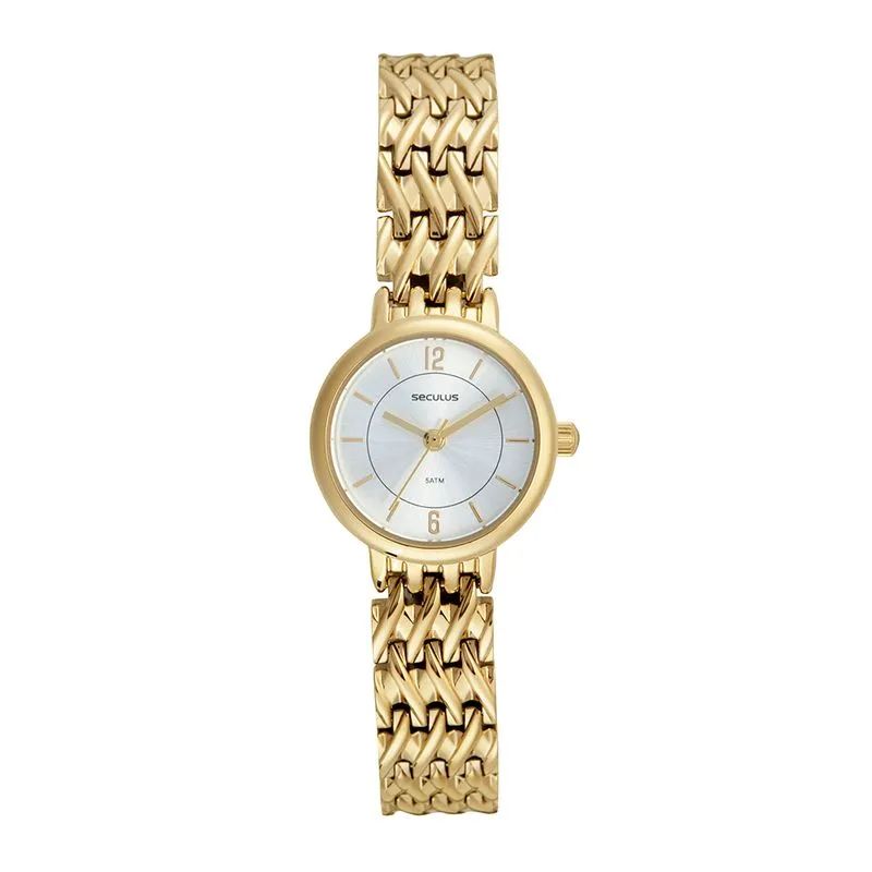 Relógio Feminino Redondo Clássico Dourado