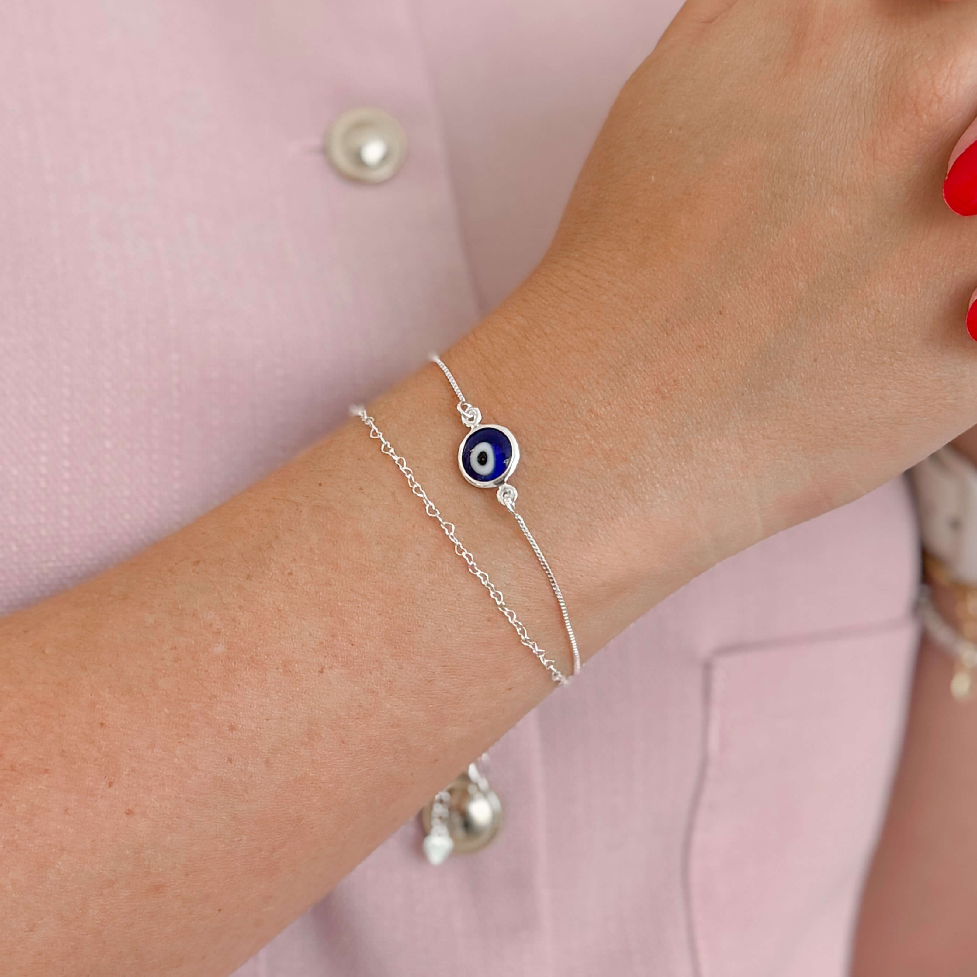 Pulseira Fio Olho Grego Prata