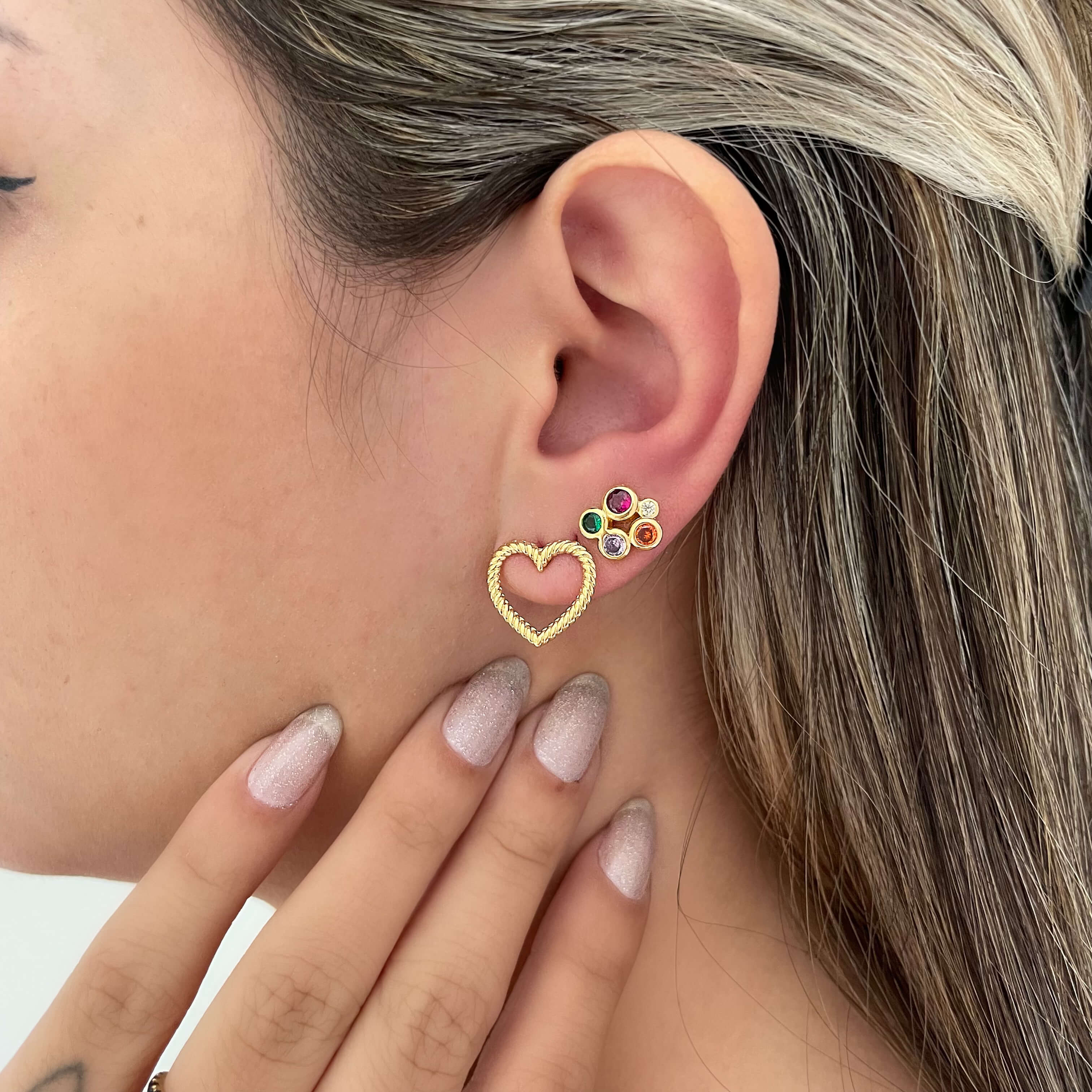 Brinco Colmeia Colorida Ouro