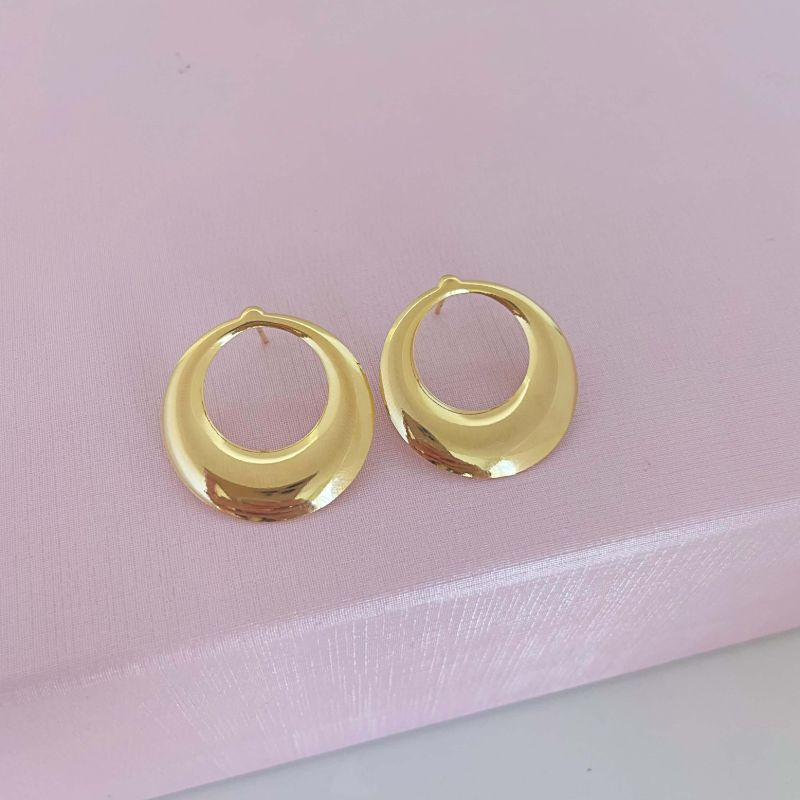 Brinco Chapa Circular Ouro