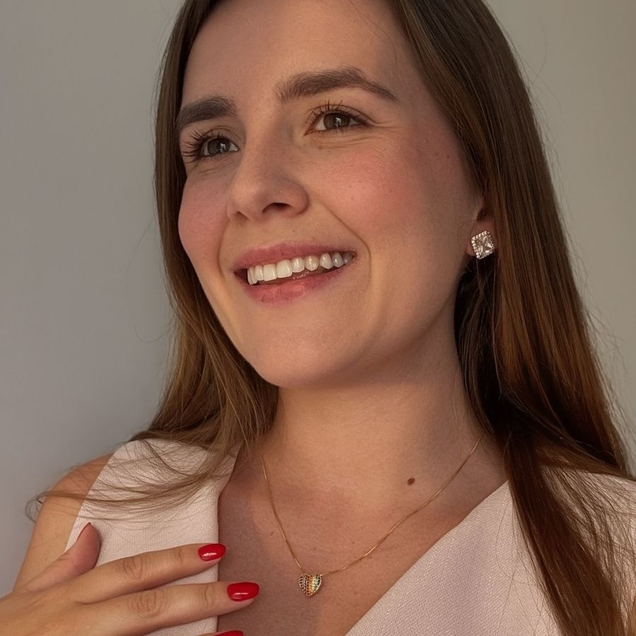 Colar Coração Arco Íris Ouro