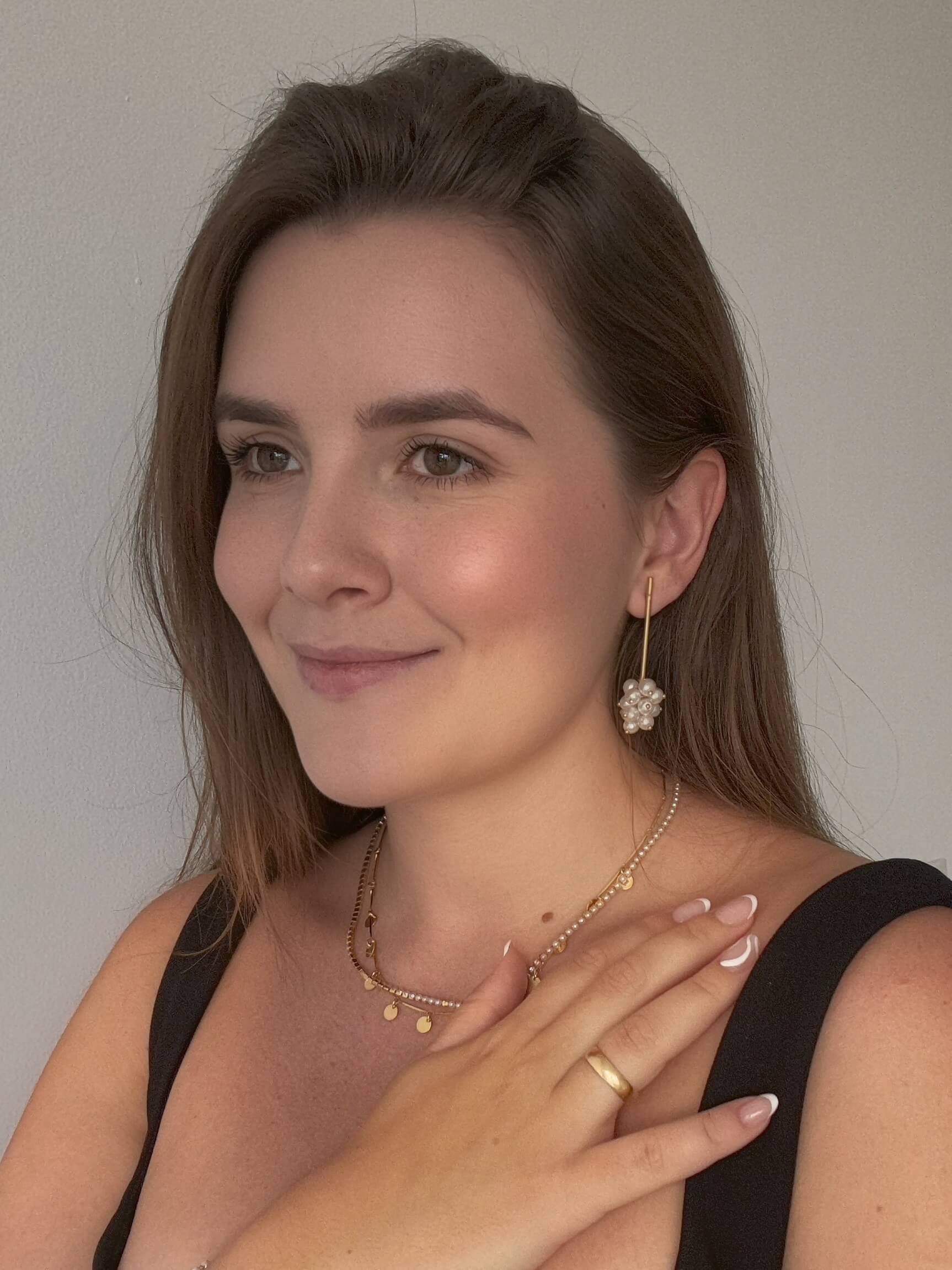 Brinco Cacho de Pérolas Ouro